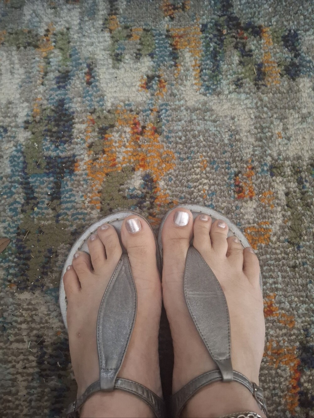 Bernardo Silver Leather Thong Sandals